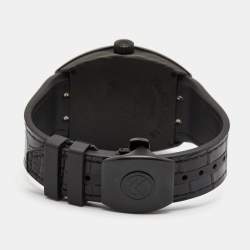 Pre Owned Franck Muller Black Carbon Rubber Vanguard V 45 SC DT Men's Wristwatch 44 mm