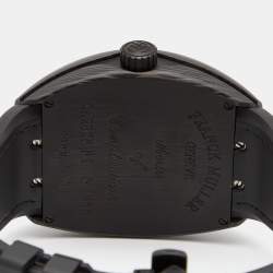 Pre Owned Franck Muller Black Carbon Rubber Vanguard V 45 SC DT Men's Wristwatch 44 mm