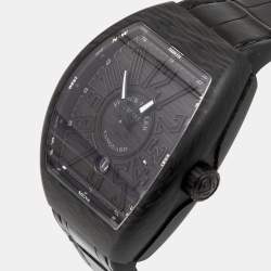 Pre Owned Franck Muller Black Carbon Rubber Vanguard V 45 SC DT Men's Wristwatch 44 mm