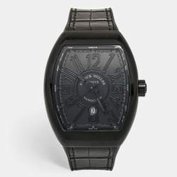 Franck Muller Black Titanium Alligator Leather Rubber Vanguard V45 SC DT TT NR BR NR Men's Wristwatch 44 mm