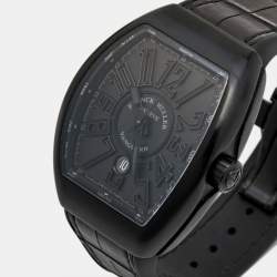 Franck Muller Black Titanium Alligator Leather Rubber Vanguard V45 SC DT TT NR BR NR Men's Wristwatch 44 mm