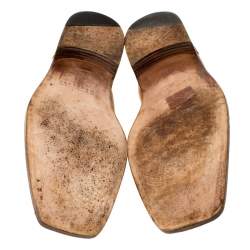 Pre Owned  حذاء لوفرز فراتيلي روزيتي شريط مونك جلد بني مقاس 44.5