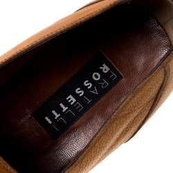 Pre Owned  حذاء لوفرز فراتيلي روزيتي شريط مونك جلد بني مقاس 44.5