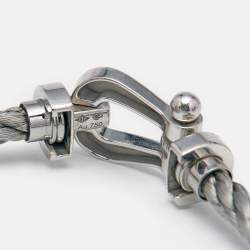 Fred Force 10 18k White Gold Steel Cord Bracelet 18