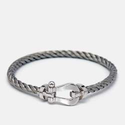 Fred Force 10 18k White Gold Steel Cord Bracelet 18