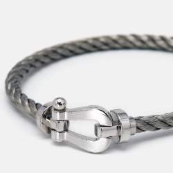 Fred Force 10 18k White Gold Steel Cord Bracelet 18