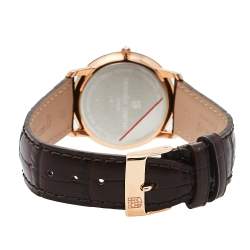 مملوكة مسبقًا Frederique Constant Silver Rose Gold Plated Stainless Steel Slimline FC-235M4S4 Men's Wristwatch 37 mm