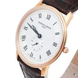 مملوكة مسبقًا Frederique Constant Silver Rose Gold Plated Stainless Steel Slimline FC-235M4S4 Men's Wristwatch 37 mm
