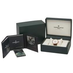 Frederique Constant Rose Gold Plated Stainless Steel Leather Slimline Moonphase Men's Wristwatch 42 mm