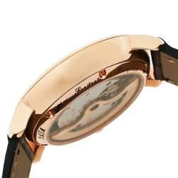 Frederique Constant Rose Gold Plated Stainless Steel Leather Slimline Moonphase Men's Wristwatch 42 mm