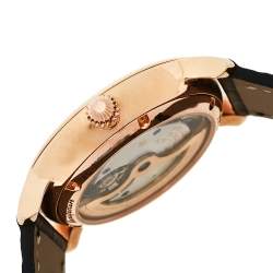 Frederique Constant Rose Gold Plated Stainless Steel Leather Slimline Moonphase Men's Wristwatch 42 mm