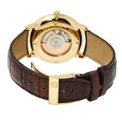 Frederique Constant Silver Gold Plated Stainless Steel Leather Slimline FC-306X4S25/6 Men's Wristwatch 40 mm