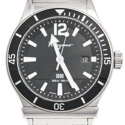  Salvatore Ferragamo Black Stainless Steel 1898 FF3 Men's Wristwatch 43 mm