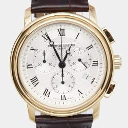 Pre Owned Frederique Constant Silver Gold Plated Stainless Steel Leather Persuasion FC-292X4P4/5/6 Men's Wristwatch 40MM