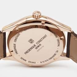 Frederique Constant Silver Rose Gold Plated Stainless Steel Crococalf Leather Classics Index FC-303MV5B4 Men's Wristwatch 40 mm