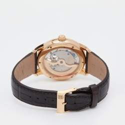 Frederique Constant Black 18K Rose Gold Alligator Leather Limited Edition Heart Beat FC942ABS4H9 Men's Wristwatch 42 mm