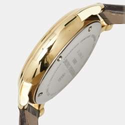 Frederique Constant Silver Gold Tone Stainless Steel Calf Leather Classics FC-292MC4P5 Men's Wristwatch 40 mm