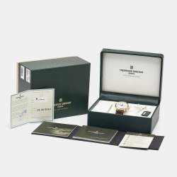 Frederique Constant Silver Gold Tone Stainless Steel Calf Leather Classics FC-292MC4P5 Men's Wristwatch 40 mm