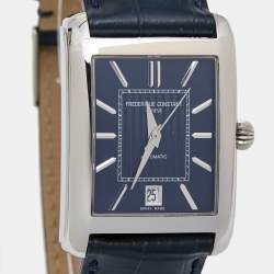 Frederique Constant Blue Stainless Steel Embossed Leather Classics Carrée FC303N4C6 Men's Wristwatch 30 mm 