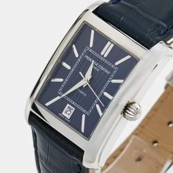 Frederique Constant Blue Stainless Steel Embossed Leather Classics Carrée FC303N4C6 Men's Wristwatch 30 mm 