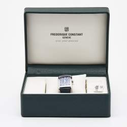 Frederique Constant Blue Stainless Steel Embossed Leather Classics Carrée FC303N4C6 Men's Wristwatch 30 mm 
