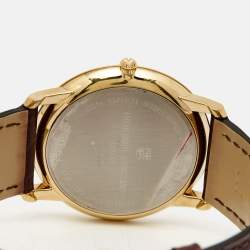 مملوكة مسبقًا Frederique Constant Silver Gold Plated Stainless Steel Crococalf Leather Classic Slim Line FC200/220/235/245X4S25/6 Men's Wristwatch 37 mm