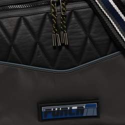 Pre Owned Furla Black/Grey Quilted Leather and Nylon Crossbody Bag