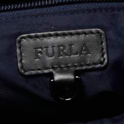 Pre Owned Furla Black/Grey Quilted Leather and Nylon Crossbody Bag