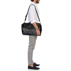 Pre Owned Furla Black/Grey Quilted Leather and Nylon Crossbody Bag