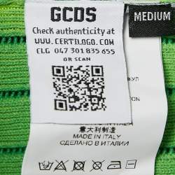 GCDS Green Logo Patterned Tie-Dye Print Cotton Knit Shirt M