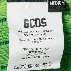 GCDS Green Logo Patterned Tie-Dye Print Cotton Knit Shirt M
