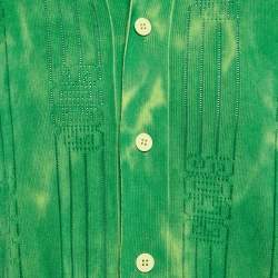 GCDS Green Logo Patterned Tie-Dye Print Cotton Knit Shirt M