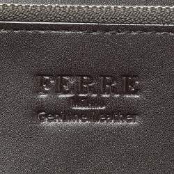 Pre Owned Gianfranco Ferre Brown Leather Zip Around Organizer