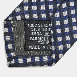 Pre Owned Gianfranco Ferre Grey/Blue Checkered Silk Tie