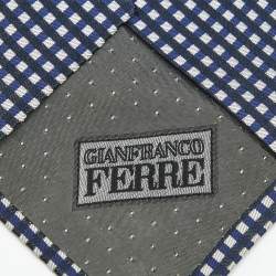 Pre Owned Gianfranco Ferre Grey/Blue Checkered Silk Tie