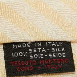 مملوكة مسبقًا Gianfranco Ferre Beige Striped Silk Jacquard Classic Tie