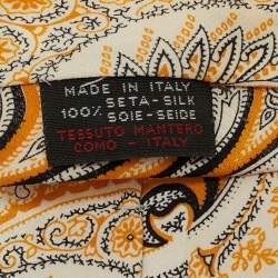 مملوكة مسبقًا Gianfranco Ferre Cream Paisley Print Silk Classic Tie