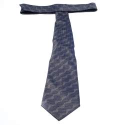 Pre Owned Gianfranco Ferre Navy Blue Silk Jacquard Traditional Tie
