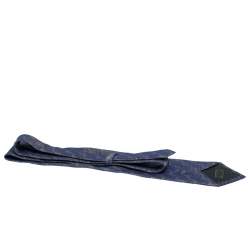 Pre Owned Gianfranco Ferre Navy Blue Silk Jacquard Traditional Tie