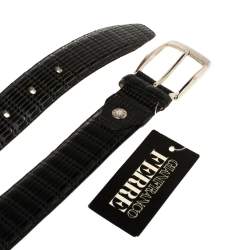 Pre Owned Gianfranco Ferre Black Woven Leather Belt 105 CM