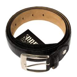 Pre Owned Gianfranco Ferre Black Woven Leather Belt 105 CM