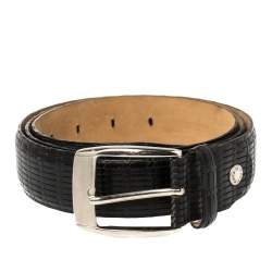 Pre Owned Gianfranco Ferre Black Woven Leather Belt 105 CM