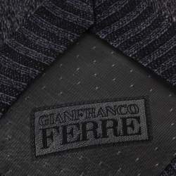 Gianfranco Ferre Grey Texture Print Traditional Silk Tie