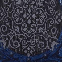 Pre Owned Gianfranco Ferre Black & Blue Printed Silk Satin Tie