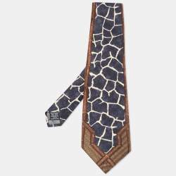 Gianfranco Ferre Brown Textured & Printed Silk Traditional Tie