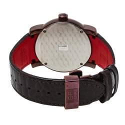 Pre Owned GF Ferre Brown IP Coated Stainless Steel Leather 9104M Men's Wristwatch 44 mm