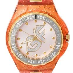 Pre Owned Gianfranco Ferre Pink Two Tone Stainless Steel and Rubber GF.9024J-17Z Men's Wristwatch 43 mm