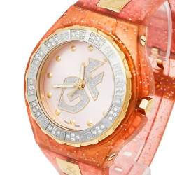 Pre Owned Gianfranco Ferre Pink Two Tone Stainless Steel and Rubber GF.9024J-17Z Men's Wristwatch 43 mm