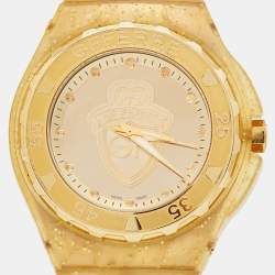 Pre Owned GF Ferre Champagne Gold Plated Stainless Steel Rubber 9024J Women's Wristwatch 39 mm