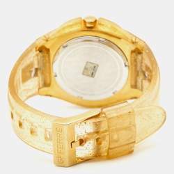 Pre Owned GF Ferre Champagne Gold Plated Stainless Steel Rubber 9024J Women's Wristwatch 39 mm